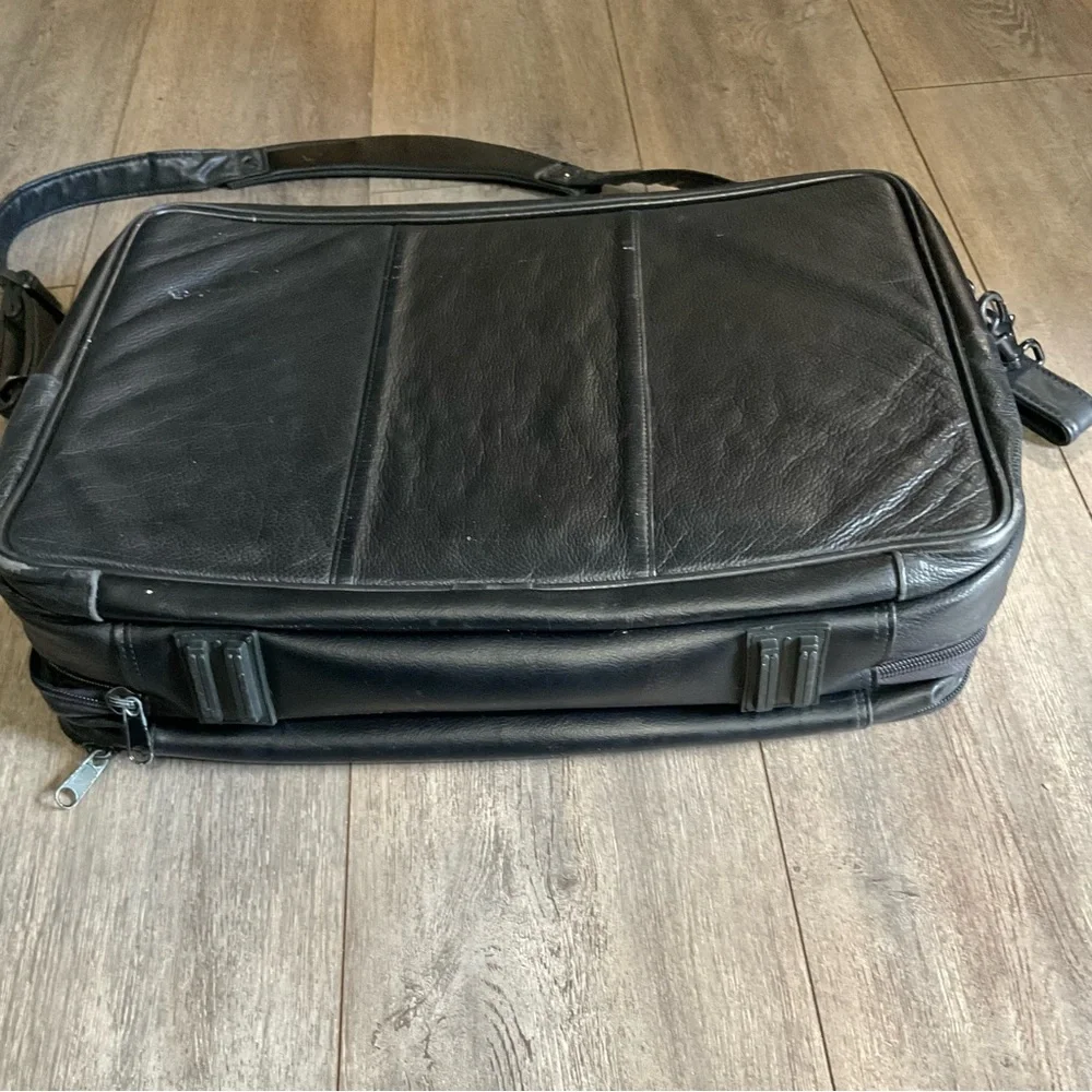 Black Leather Men's Laptop Bag